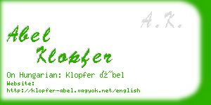 abel klopfer business card